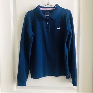 Vineyard Vines Long Sleeve Pique Polo Top navy